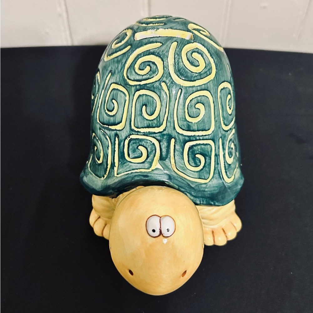 Vintage Whimsical Turtle Ceramic Piggy Bank
